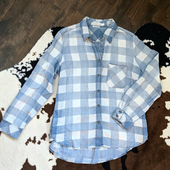 CHECKERED jean blouse - Picture 1 of 3